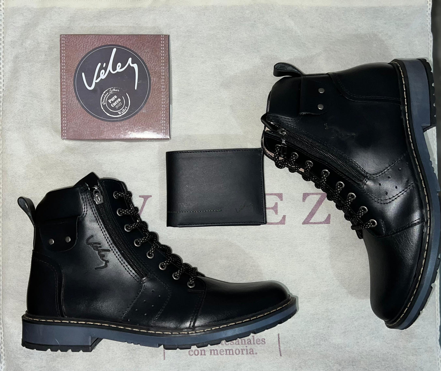 Botas Velez en cuero + billetera gratis